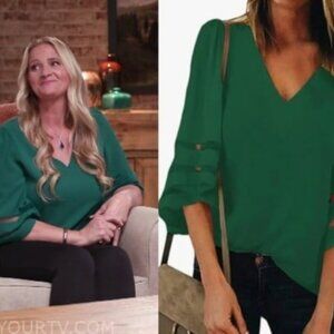 St Patrick's Day GREEN TOP XL 14 16 Bell Sleeve Christine Sister Wives Shamrock